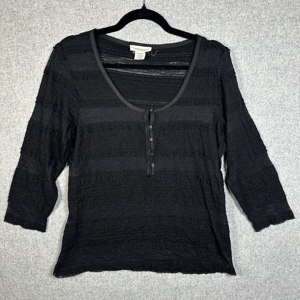 Denim & Supply Ralph Lauren Top Womens XL Lace 3/4 Sleeve Sheer Henley Scoop